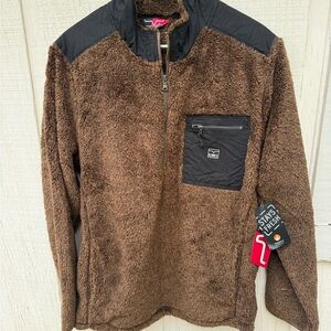 Kimes Ranch Fuzzy Brown and Black Zip Up Sweater NWT Mens Large